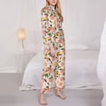 thumbnail image 3 of Yiaed Peach With Leaves1 Print Pajamas Women's Long Sleeve Sleepwear Soft Button Down Loungewear Pjs Lounge Set Nightwear Womens Pajama Pants-XX-Large, 3 of 7