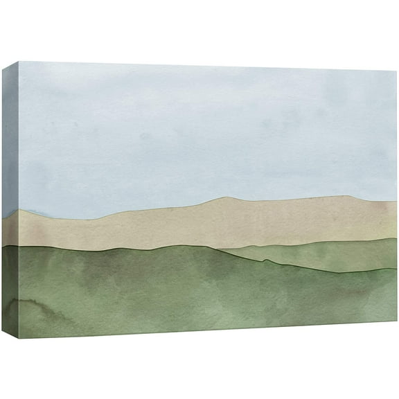 wall26 Canvas Print Wall Art Watercolor Style Yellow & Green Valley Landscape Wilderness Nature Illustrations Impressionism Rustic Scenic Pastel for Living Room, Bedroom, Office - 16"x24&quo