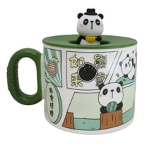 Whimsical Kung Fu Panda Bear Diary Cartoon Ceramic Mug With Silicone Lid