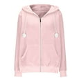 thumbnail image 4 of Htigea Womens Fuzzy Fleece Hoodies Full Zip Up Sweatshirts Casual Fall Hooded Long Sleeve Outerwear Jackets with Pockets Pink S, 4 of 6
