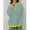 thumbnail image 5 of Women Oversized Striped Color Block Long Sleeve Crew Neck Sweatshirt Casual Loose Pullover Y2K Shirt Top, 5 of 7