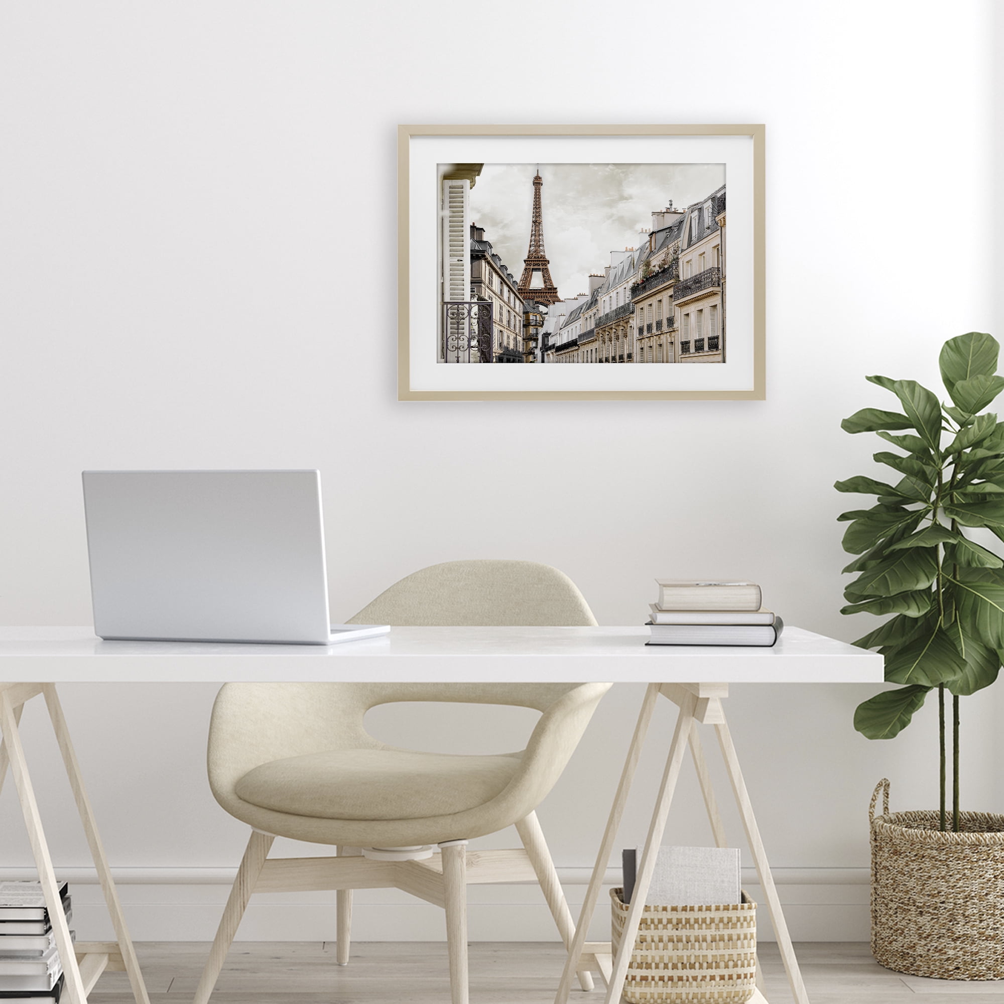 Stupell Industries Eiffel Tower Through Parisian Balconies Birch Framed Print Under Glass, design by CAD Designs