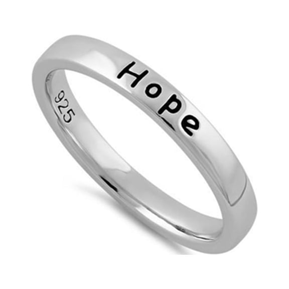 925 Sterling Silver Oxidized Platinum Plated Love Hope Faith Women Valentines Day Gifts Ring