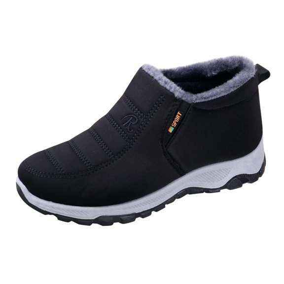 AUDeals Women's Waterproof Hiking Snow Boots Warm Fur Lined Ankle Boots Wide Toe Box Slip On Winter Shoes (Blackish Green, 7)