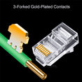 thumbnail image 1 of 300Pcs RJ45 Connecteur 6U Plaqué Or Passer à Travers les Câbles Ethernet Module Plug Réseau RJ-45 Têtes de Cristal Cat5 Cat5E, 1 of 6