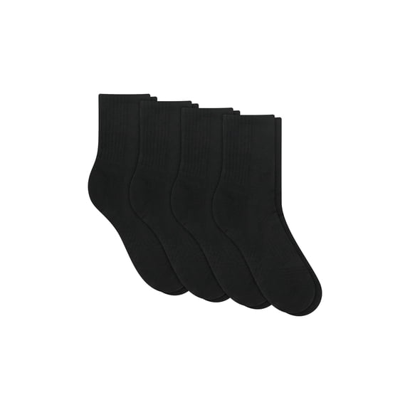 Hanes Moves Impact Zone Men's Socks Pack, 4-Pair , Cushioned X-Temp Moisture-Wicking Black 6-12