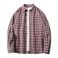 thumbnail image 2 of FAWUUDO Men's Cotton Button Down Flannel Shirt Jacket Plaid Soft Outdoor Lightweight Stylish Flannel Jacket Shirt Purple, 2 of 8