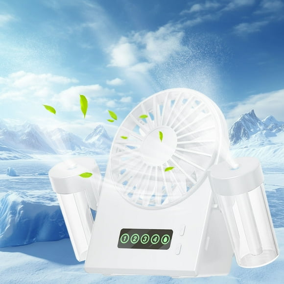 Ventilador recargable de niebla con 4 velocidades - Ventilador portátil de sobremesa para refrigeración en oficina, hogar y viajes