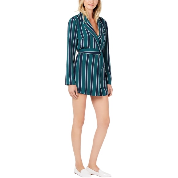 Rules of Etiquette Womens Navy Striped Romper Jumpsuit, Verde, X-Large
