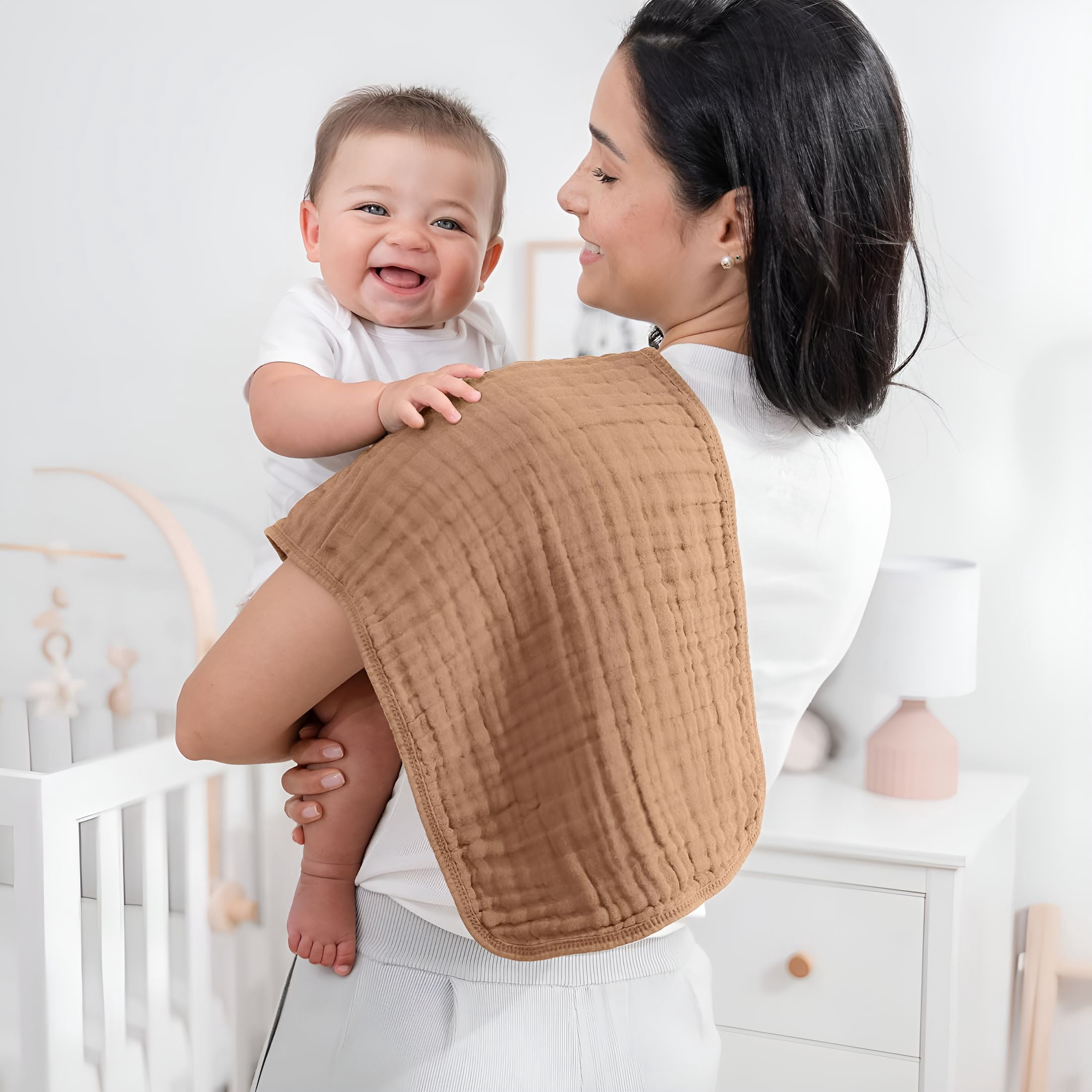 AUQ 2026 New Muslin Burp Cloths 20" X 10",Pack of 10-Large,6-Layer,Ultra Absorbent 100% Cotton for Baby Drool and Messes-Soft,Safe&Gentle Baby Burp Cloths for Boys&Girls-Multi