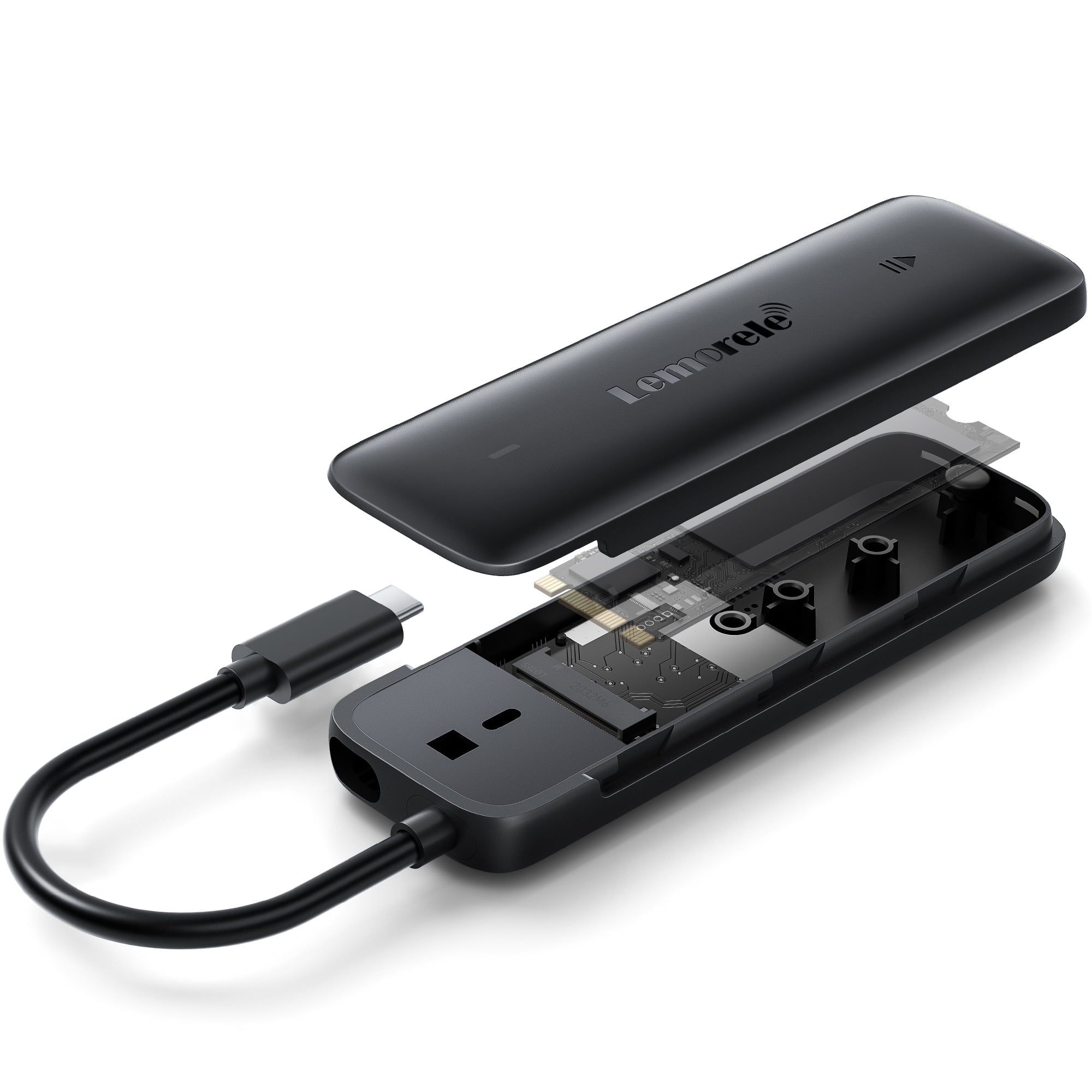 Lemorele M.2 NVMe SSD Enclosure USB C 10Gbps, Tool-Free Portable m.2 SSD Adapter Enclosure, Supports 2230/2242/2260/2280 Form Factor, Plug and Play for Windows, Mac, Android, iOS, Linux