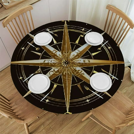 

BCIIG Symbolism Round Table Cover Stain Resistant Washable Indoor Outdoor Tablecloth Kitchen Dining Wedding Parties Outdoor Fitted 100% Polyester Fiber 42-46