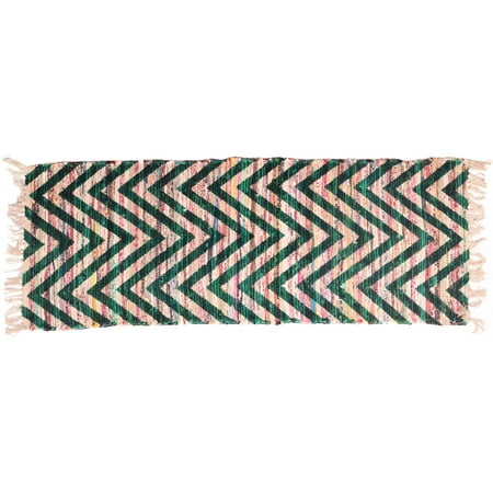 Bathroom Carpet Runners 2x5 ft Area Rugs Runner Rug Green Cotton HandWoven (22''x 58'') Carpet Entry Way Bedroom Living Room Dining Bathroom Rugs by MystiqueDecors ()