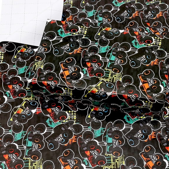 Monster Truck Birthday Wrapping Paper 3 Large Black Cartoon Racing Car Gift Wrapping Paper Folded Flat Sheet 27*39.4inch