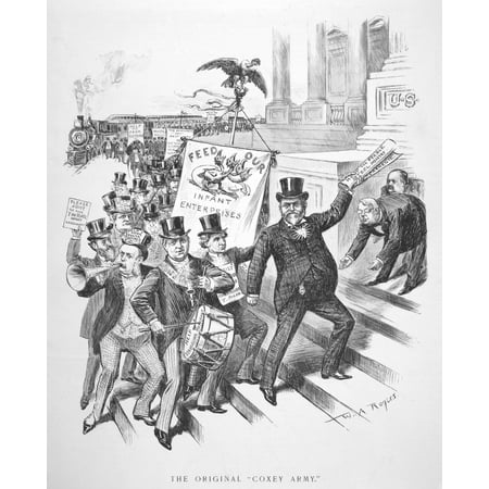 Cartoon Coxey Army 1894 Nthe Original Coxey Army Cartoon Showing Andrew Carnegie And Other Wealthy Industrialists Marching On The US Capitol To Ask For Assistance Ala Jacob Coxey And His Army Of