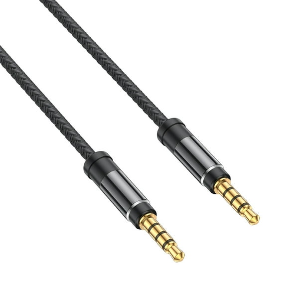 GJX 3.5mm Aux Cable 4 Pole TRRS Male to Male Stereo Jack Audio Cable 1.5m 3m Black