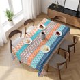thumbnail image 3 of Teal Orange Striped Table Cloth Waterproof Tablecloths, Boho Modern Geometric Abstract Art Tablecloth Dining Table Cover for Kitchen Party Tabletop Outdoor, Rectangle Tablecloth 60x120 Inch, 3 of 9
