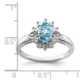 thumbnail image 2 of White Sterling Silver Ring Band Gemstone Topaz Oval Blue Diamond Round, 2 of 2