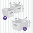 thumbnail image 2 of Decorative Plastic Storage Bins Organizer Baskets, White Smoke (Set of 3) 1 Medium, 2 Small - Container Boxes for Organizing Closet Shelves Kitchen Pantry Shelf Bathroom Drawer - Ribbed Design, 2 of 6