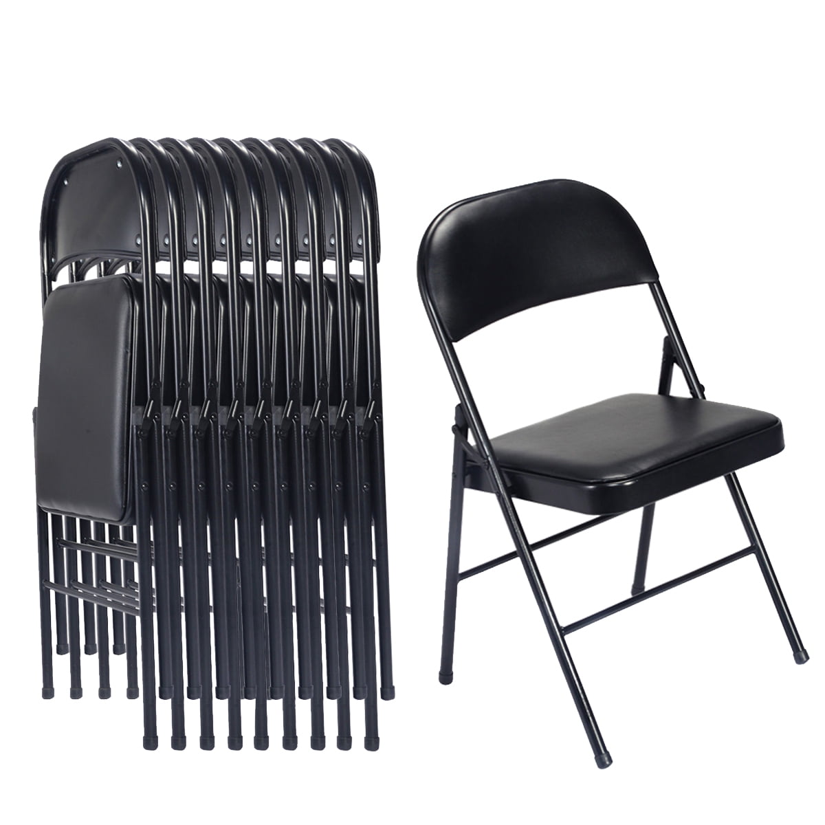 4Pcs Elegant Foldable Iron & PVC Chairs for Convention & Exhibition Black