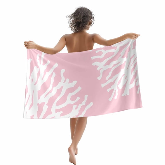 Beach Towel Pink Coral Bath Pool Towels Marine Life Ocean Absorbent Beach Towel Soft Large Quick Dry Lightweight Camping Travel Sports Yoga Gym Swim Towels for Adult 35x70 Inch