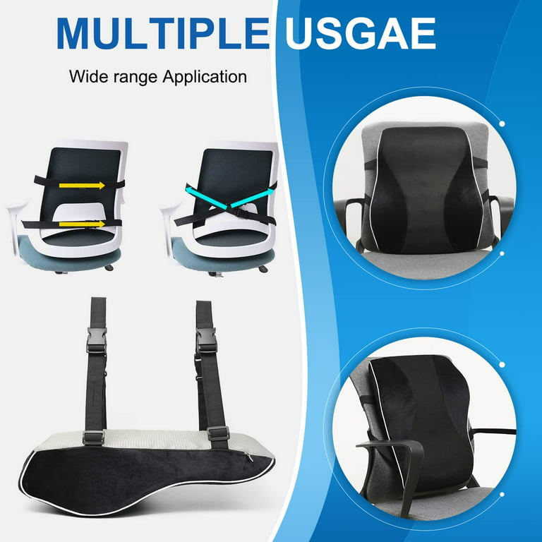 Lumbar Support Pillow for Office Chair, Supa Modern Back Cushion, Black Car Seat  Back Support, Ergonomic Backrests. 