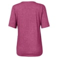 thumbnail image 2 of Uhndy Women Summer Solid Short Sleeve Zipper V-Neck T-Shirt Casaul Loose Fit Blouse Tee Tops Plus Size Purple 5XL, 2 of 2