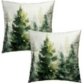 thumbnail image 4 of Green Pine Tree Throw Pillow Covers Set of 2 Winter Forest Decorative Pillow Cases Square Cushion Case for Home Sofa Couch Bed, 4 of 7