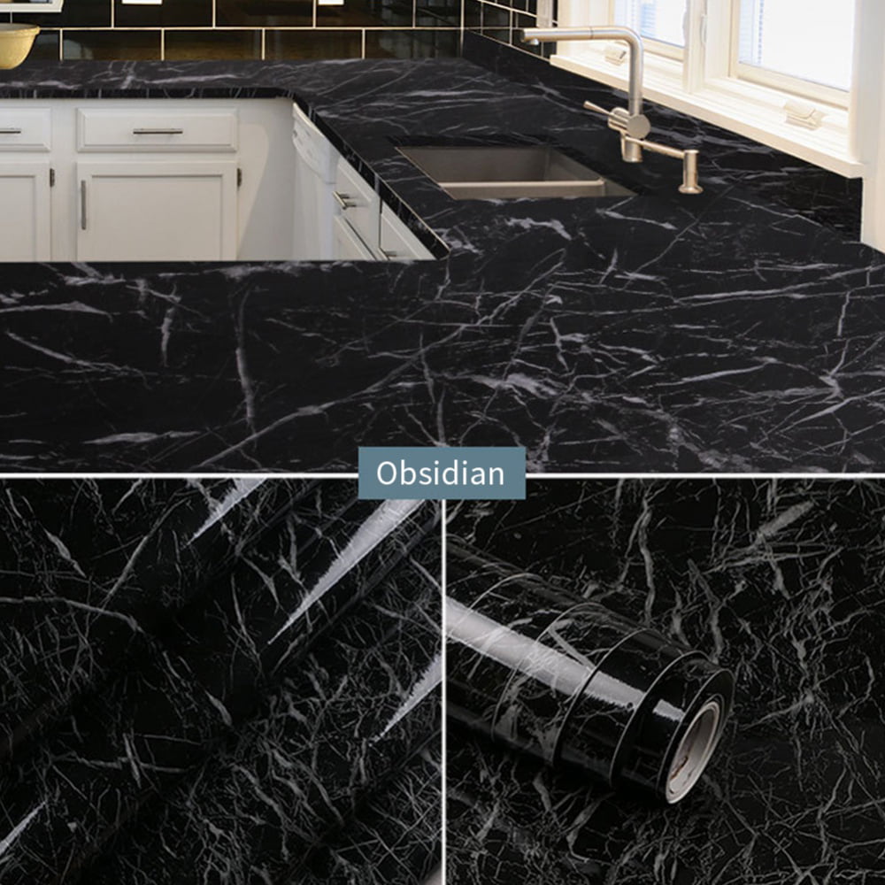 Black Marble Wallpaper For Kitchen Counter Top Covers Black - Temu