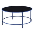 thumbnail image 1 of Furniture of America Rockbel Table Basse Ronde Contemporaine à Dessus en Verre, Bleu, 1 of 5