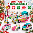 thumbnail image 5 of LOMYOLO 3-in-1 Collision Transforming Car Toys, 3 Magnetic Race Cars Combine into Santa Reindeer Sleigh with Lights and Music, Christmas Gift for Kids Ages 3-6, 5 of 7