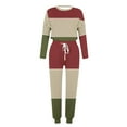 thumbnail image 4 of HAPIMO Women's Color Block Two Piece Pajamas Set Casual Long Sleeve Sweatshirt with Long Pants Loungewear Outfits Tracksuits Green L, 4 of 5
