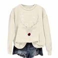 thumbnail image 4 of Aobny Teacher Shirts for Women Crew Neck Long Sleeve Christmas Beige Sweatshirts Pullover Holiday Tops Women,S, 4 of 5