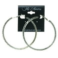 thumbnail image 2 of Hoop Earrings With Rhinestone Accents Silver-Tone, 2 of 2