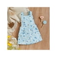 thumbnail image 6 of Gzhioc 3Pcs Baby Girls Cute Romper Outfit, Round Collar Fly Sleeve Jumpsuit + Solid Color/Floral Printing Suspender Skirt + Headwear, 6 of 9