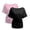 Black/Pink, variant on Women's 2-Pack Black Short Dolman Sleeve Tops, Casual Boat Neck Tees