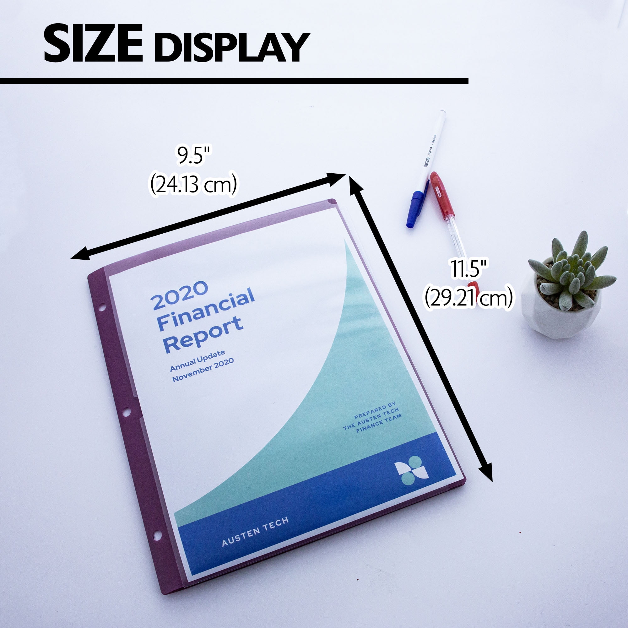 BAZIC Products 2 Pocket Poly Portfolio Folder, Plastic View Cover 3-Hole Punch, 4 Colors, 48 Count