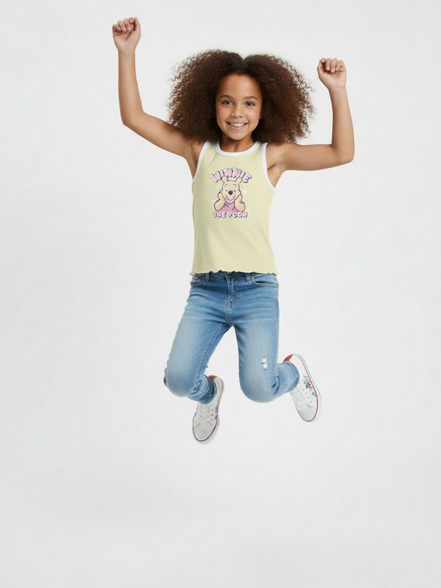 Winnie The Pooh Girls Airbrushed Ringer Graphic Tank Top, Sizes 4-16