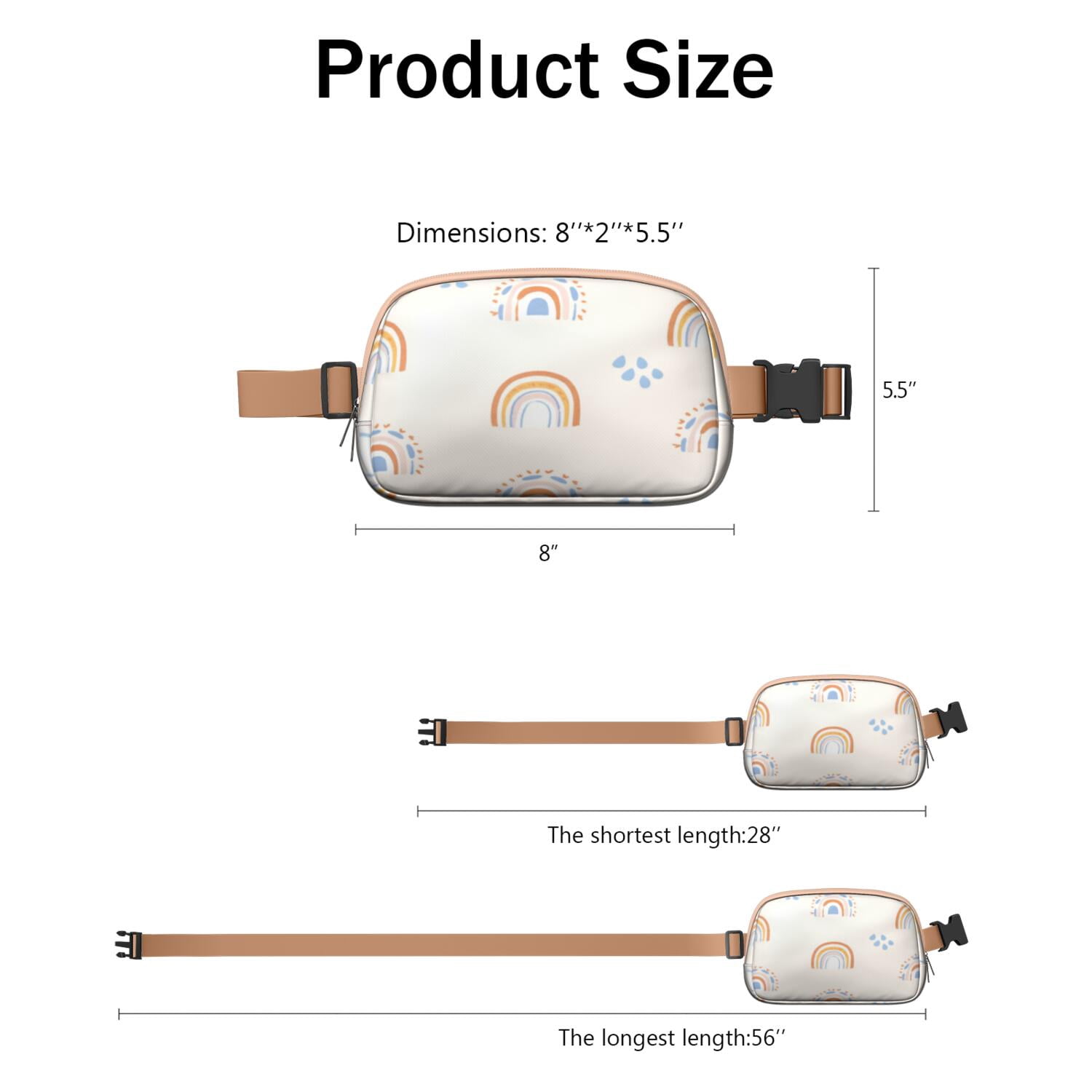 Cross Body Bag for Sports Enthusiasts Commuters HandsFree Running Belt for Jogging with Adjustable Strap for Casual Running Hiking Cycling Rainbow Cartoon Sporty Waist Pack