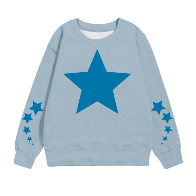 MeetoTime Sweat à Manches Longues pour Enfants Imprimé Étoile Col Rond pour Garçons Filles 1-12 Ans