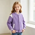 thumbnail image 6 of Kids Baseball Jackets Boys Girls Fit Varsity Jacket Casual Lightweight Plain Button Cardigan School Coat Purple 170, 6 of 6