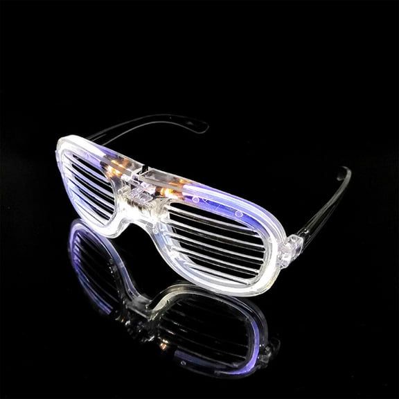 LED Glasses Glow in The Dark Party Supplies Glow Sticks Glasses Party Favors Rave Neon Shutter Shades Light Up Glasses Sunglasses Party Favors White