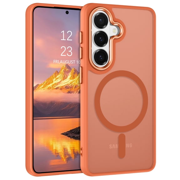 DOMAVER Samsung Galaxy S26 Case 6.3 Inch, MagSafe Compatible Matte Translucent Cover, Slim Shockproof Protective - Orange