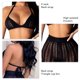 thumbnail image 4 of Traje de punto ahuecado para mujer, sujetador triangular con cuello Halter, pantalones largos, conjunto de malla informal picante elegante para festivales de música, vacaciones, negro M, 4 of 5