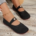 thumbnail image 5 of Wide Toe Box Flats Shoes Women Knit Ballet Flats Mary Jane Dress Flat Wide Width Walking Shoes Slip-on with Strap Black 40, 5 of 6