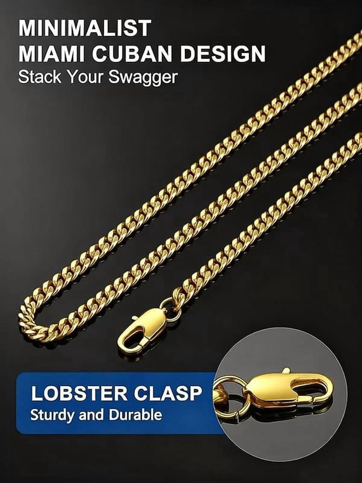 Muddy Jewelry Cuban Link Chains for Men and Women - 4-14mm Width, 14-30" Length, Gold/Stainless Steel, Hip Hop Jewelry Gift