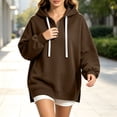 thumbnail image 3 of SYwaren Women's Long Sleeve Oversized Half Zip Hoodie Casual Sweatshirt Side Slit Tops, 3 of 7