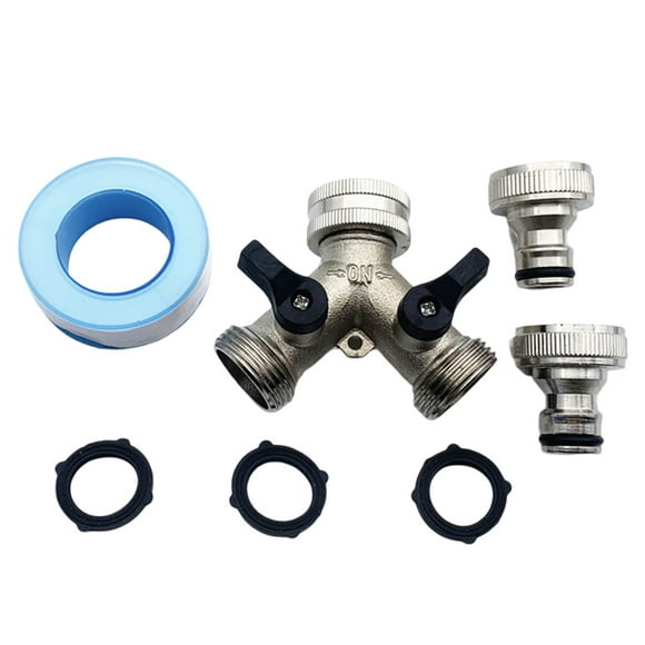 uyau d'arrosage Splitter, 2 Voies Robinet de Jardin Robinet 3/4" Y Raccord de Tuyau pour Robinet d'extérieur avec connecteurs et rondelles
