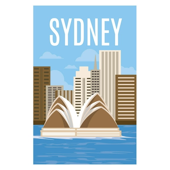 EzPosterPrints - Retro World Famous City Posters - Decorative, Vintage, Retro, Grunge Travel Poster Printing - Wall Art Print for Home Office - SYDNEY-2, AUSTRALIA - 12X18 inches