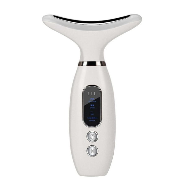 Fiudx Dispositivo de Terapia de Luz Roja, Masajeador de Cuello con Led de 4 Colores, Modos de Vibración y Calor Personalizados, Diseño Ergonómico para Contorno Facial, Rutina Diaria de Cuidado de La